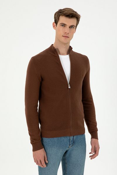 U.S. Polo Assn. Men's Brown Basic Knitwear Cardigan 50294738 -Vr029