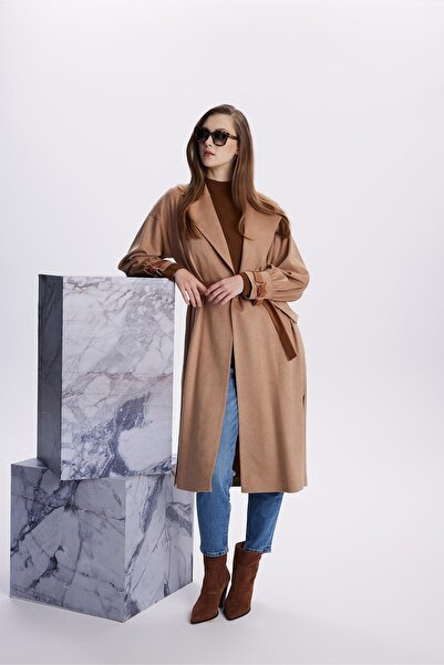 Zühre Double Breasted Collar Sleeves Detailed Beige Wear Gc-0222