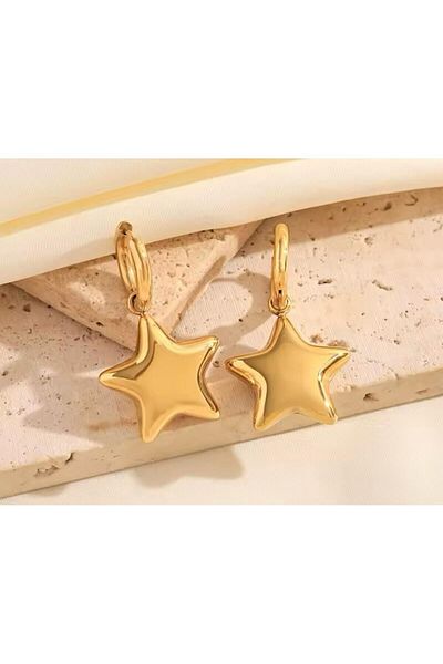 YASİN TOPÇU Steel Gold Starry Dangle Trend Earrings
