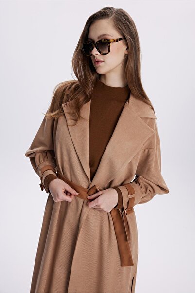 Zühre Double Breasted Collar Sleeves Detailed Beige Wear Gc-0222