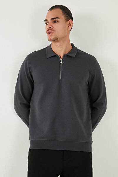 Buratti Pamuklu Regular Fit Yarım Fermuarlı Polo Yaka Sweat Erkek Sweat 5905789