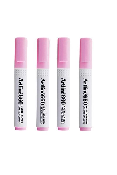 artline ARTLINE 660 - Highlighter, 1.0-4.0mm Pastel Pink, Cut Tip 4 Pieces