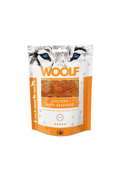 WOOLF دجاج مع مأكولات بحرية للكلاب والقطط - 100 جرام