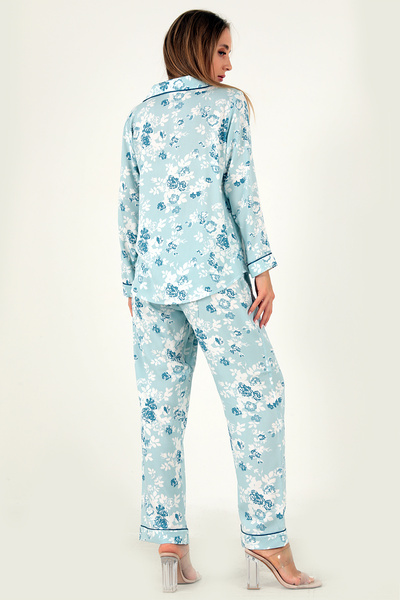 Doremi Σετ γυναικεία πιτζάμες με μακρυμάνικη στάμπα λουλουδιών
