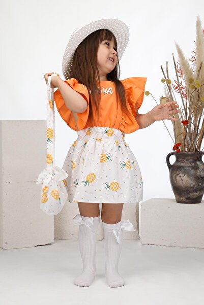 ÖZSEMODA Kişiye Özel Ananas Desenli  Hasır Şapkalı Salopet Model