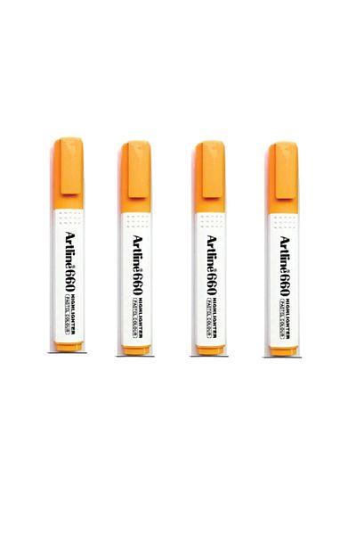 artline 660 Highlighter - Cut Tip, 1.0-4.0mm Pastel Orange, 4 Pieces