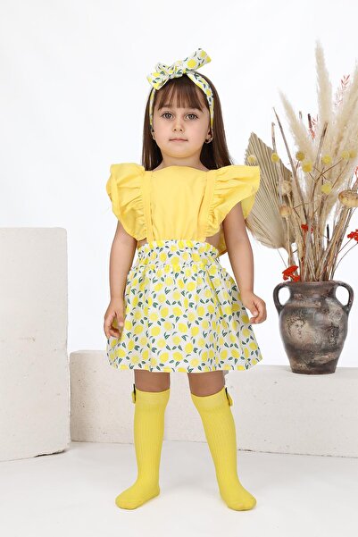 ÖZSEMODA Kişiye Özel Limon Desen Salopet Model