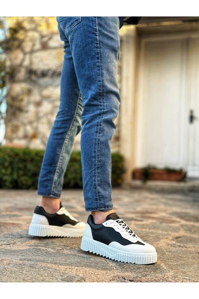 BOA Ba0802 Boa Black Color White Piece High Sole Men's Casual Shoes