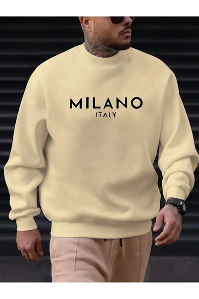 NO 601 Ανδρική χειμερινή φούτερ Milano Italy Crew Neck χωρίς κουκούλα