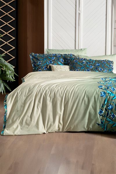 Sarev Σετ Παπλωματοθήκη Ayder Green 100% Cotton Fancy Poplin Διπλό