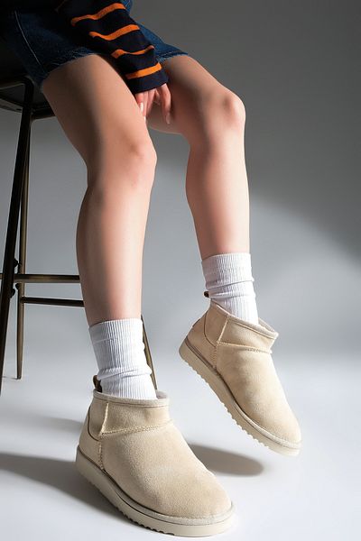 Marjin Women's Daily Boots Pasep Beige Suede