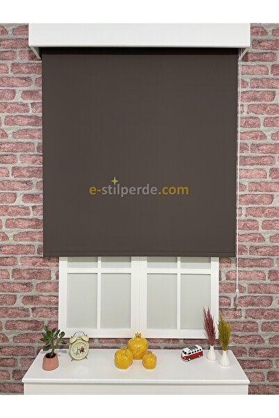 IŞILTI Perde Sistemleri Lüks Stor Perde Kahverengi ( Etek Dilimsiz )