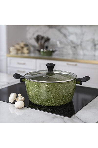 Fissman Stockpot 6.7Liter/28cm with Glass Lid Aluminum Non-Stick Induction Bo...