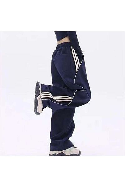 Karakedi Navy Blue Sports White Striped Trousers