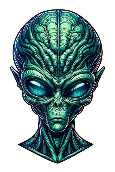 MegaSticker 13x9 Cm Alien Ufo Alien Sticker - Autocolant pentru mașină, motocicletă, cască, laptop, geam