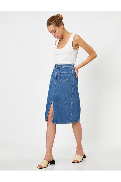 Koton Fustă Jeans de damă 0yak77048mdmid