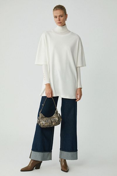 ETHIQUET Modna koszulka damska Vivian wykonana w 100% z organicznej bawełny, oversize fit, z okrągłym dekoltem, w kolorze kremowym, w dużych rozmiarach