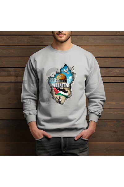 Crea Eymer Wear Hanorac cu capota cu 3 fire cu imprimeu ilustrativ Palestina ...