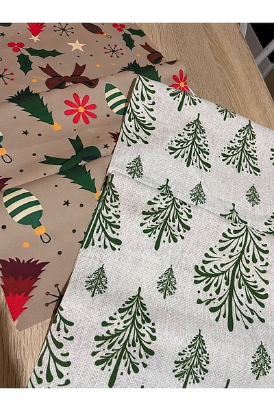 tarzınısec Christmas Pattern Runner Christmas New Year Runner 40 X 140 - 2 Pieces
