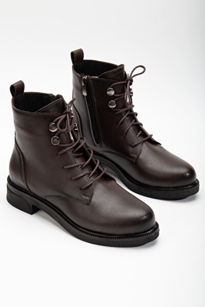 MaskButik Aster Bağcıklı Cilt  Bot Kahverengi