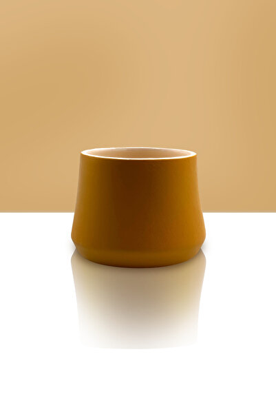 CeramicArtDecor El Yapımı Seramik Saksı - İçi Sırlı - 13cmx10cm - Kahve Bej Renk