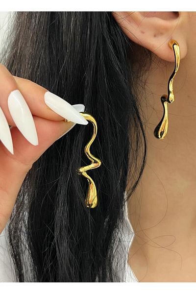 YASİN TOPÇU Steel Gold Earrings