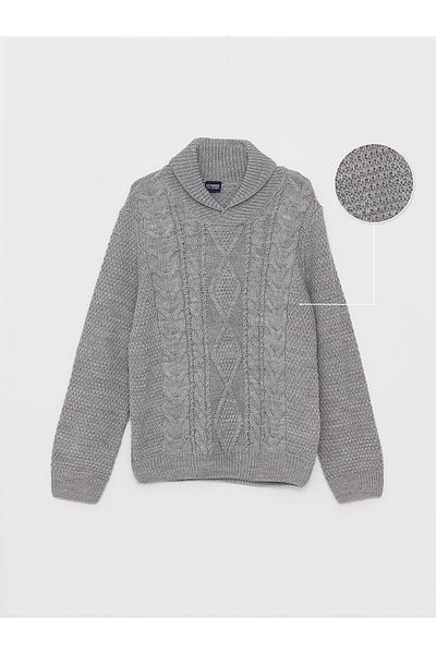 LC Waikiki Lcwk Strickpullover für Jungen mit Schalkragen und Selbstmuster