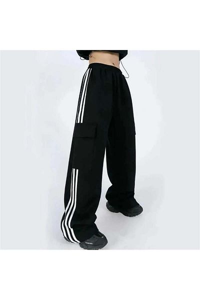 Karakedi Black Trousers with White Stripe Cargo Pocket