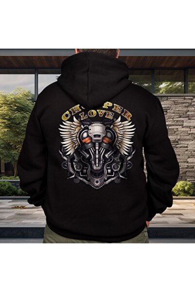 Crea Eymer Wear Choper Motorcycle Ілюстрований принт Oversize Hoodie Світшот ...