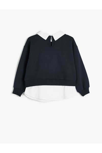 Koton Double Fabric Shirt Collar Sweatshirt