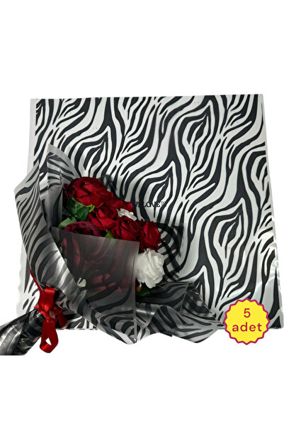 COLORPAK Çiçek Buket Ambalaj Jelatin Kağıdı (ZEBRA DESEN) Mat Opp 58x58cm (5 ...