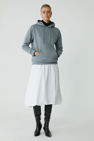 ETHIQUET Γυναικείο φούτερ Abelia με κουκούλα Comfort Fit μπλε με μαλακό χοντρό ύφασμα και φλις εσωτερικά