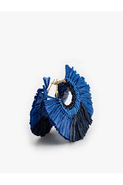 Koton Straw Hoop Earrings with Bead Detail - Koton X Melis Ağazat