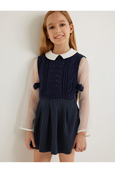 Koton Crop-Pullover mit Rundhalsausschnitt und Schleifendetail