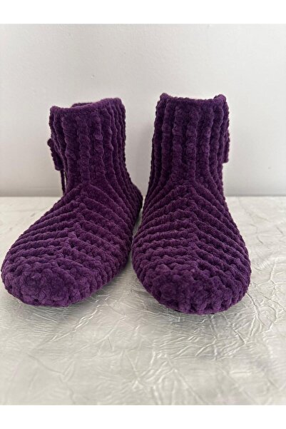 MERUT STYLE HAYATINI RENKLENDİR El örgüsü kadife ip mor  kurdela detaylı ev b...