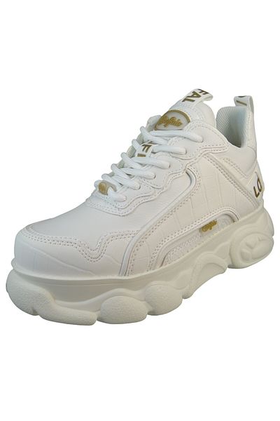 Buffalo Damen Low Sneaker Low Top 1636179 Weiß White Gold Kunstleder