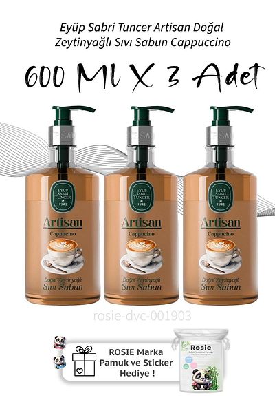 Eyüp Sabri Tuncer Natural Olive Oil Artisan Soap - Cappuccino 600 ml X3