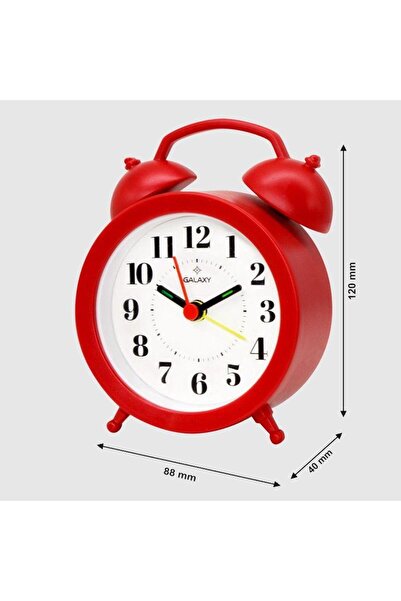 Galaxy Masa Üstü Eskitme Görünümlü 12 cm Çalar Saat Kırmızı