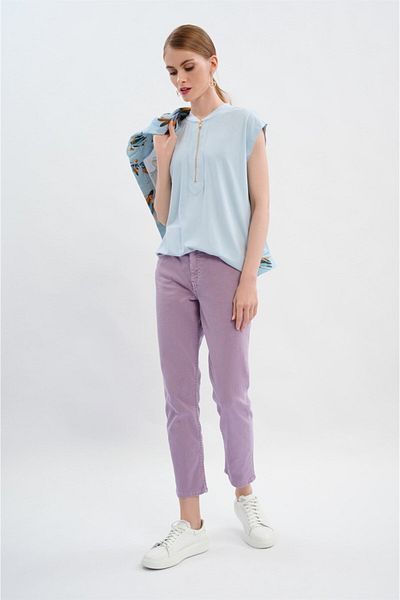 Escada Ice Blue Tank Top with Zippered Neckline