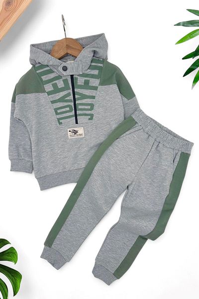 voyyo kids baby 2-6 Years Old Boys' Premium Personality Tracksuit Set - Zipper Collar and Raster