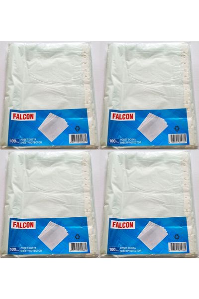 Modellino A4 Eco Thin Clear Foil File - 4 Pack of 100, Falcon Perforated Sachet File
