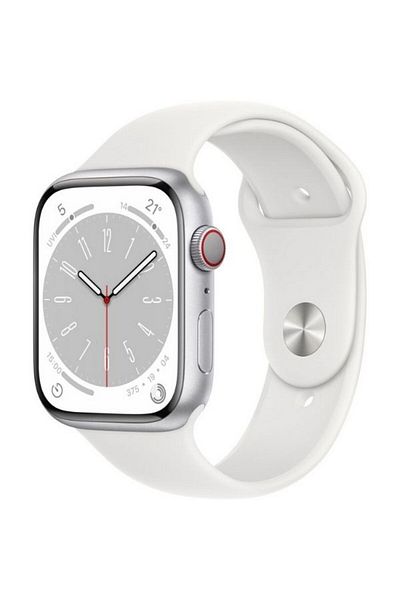 Apple Watch Series 8 GPS + Cellular 45mm Silver Stainless Steel Case with White Sport Band