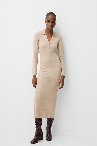 Bershka Polo Collar Midi Dress