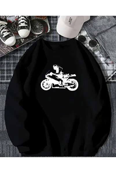 Frisson Φούτερ Unisex με στάμπα μοτοσικλέτας και λαιμόκοψη ποδηλάτου