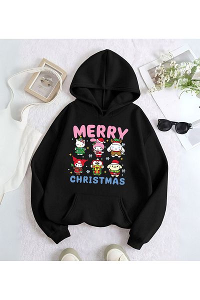 Touz Moda Φούτερ Sanrio Merry Christmas με στάμπα με κουκούλα