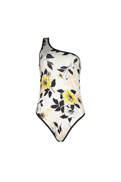 Escada Floral One Shoulder Beige Bodysuit