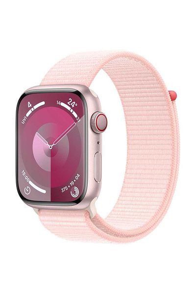 Apple Watch Series 9 GPS + Cellular | 45mm Pink Aluminum Case | Light Pink Sport Band (M/L) | Middle
