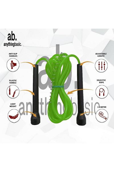 anythingbasic حبل القفز ومقبض اليد | أخضر/أسود | بلاستيك | اللياقة البدنية وتدريب القوة