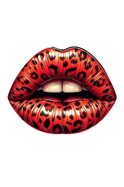 MegaSticker Autocolant pentru buze cu model leopard roșu de 13x10 cm - pentru mașină, motocicletă, cască, laptop, sticlă