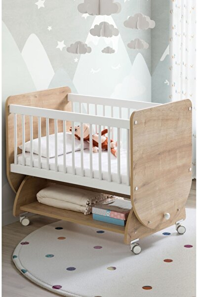 Babywhen Bw1031 - Sallanır Tekerlekli Sepet Bebek Beşik Ahşap 50x90